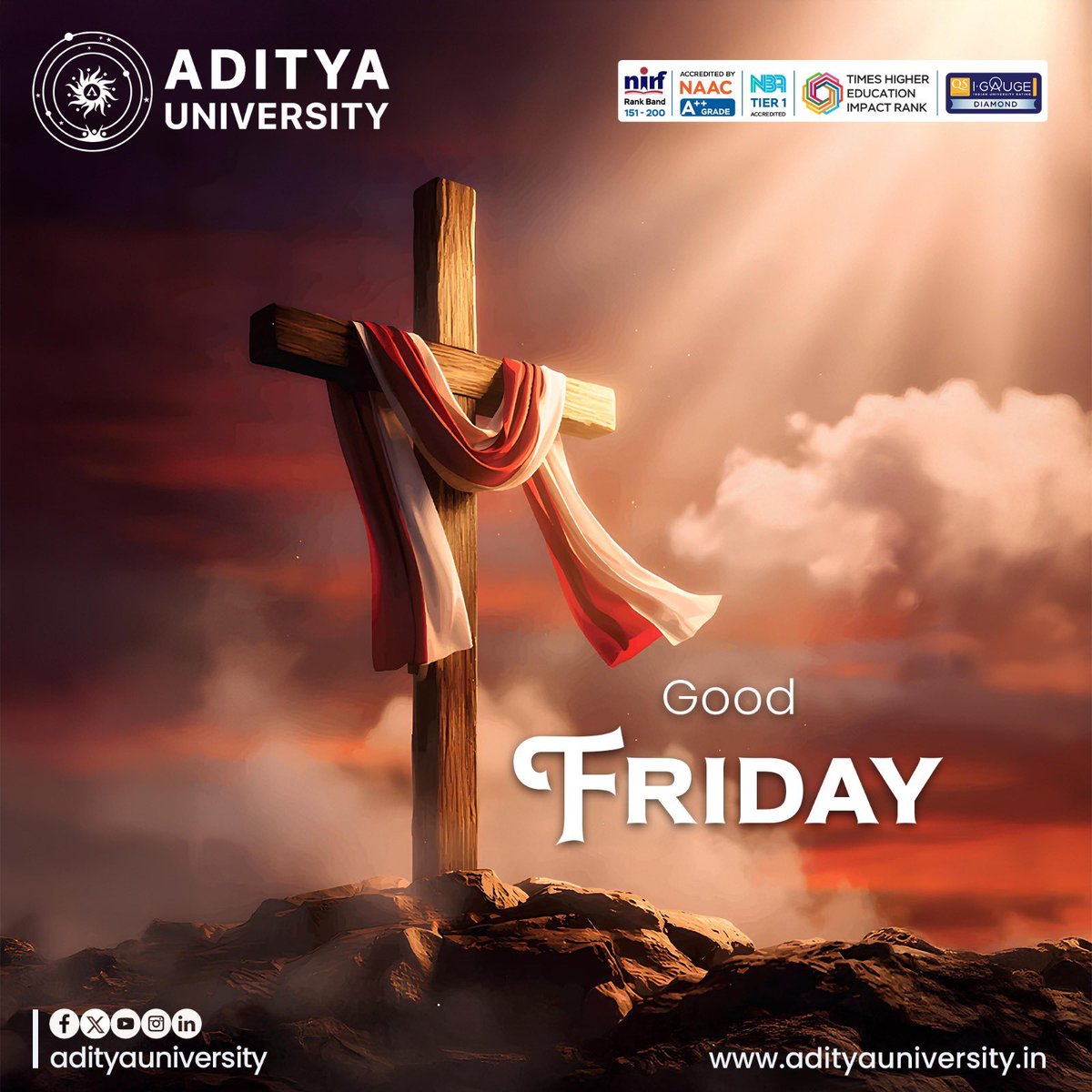 adityauniv's tweet image. A day of reflection, sacrifice, and hope ✝️

Good Friday reminds us of the power of faith, the strength in humility, and the meaning of true sacrifice. It is a moment to pause, reflect, and embrace compassion in our lives.

.
#AdityaUniversity #GoodFriday #Faith #Hope #Peace