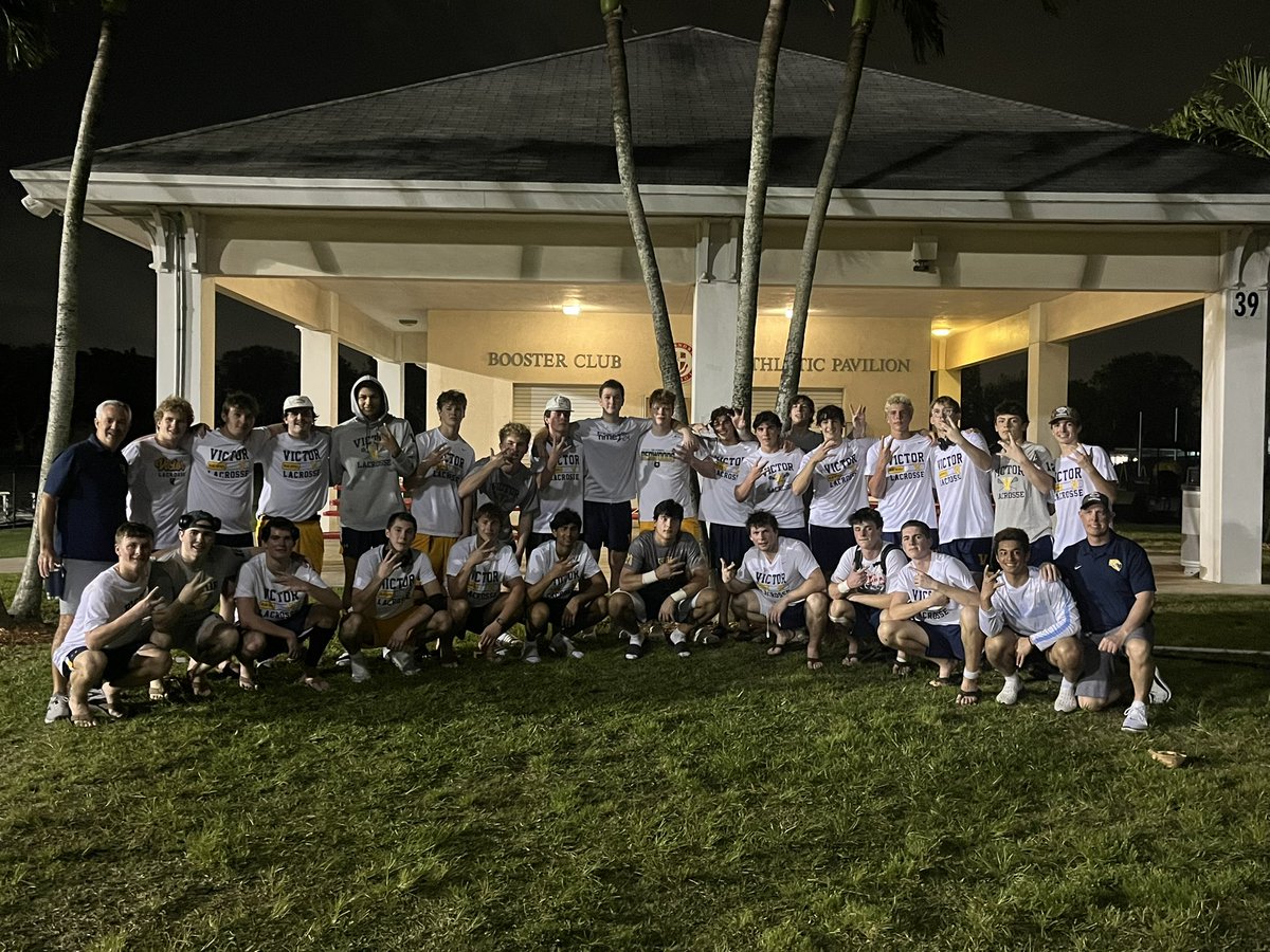 VictorLacrosse's tweet photo. It’s a BIG FAT WWWWWWW for the Blue Devils. Victor wins 14-10 at St. Andrews. What a game 💙💛🥍@VictorBLDevils #townteam https://t.co/GHgHHSlbXz