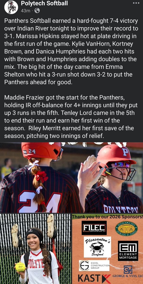 POLYTECH Softball tweet media