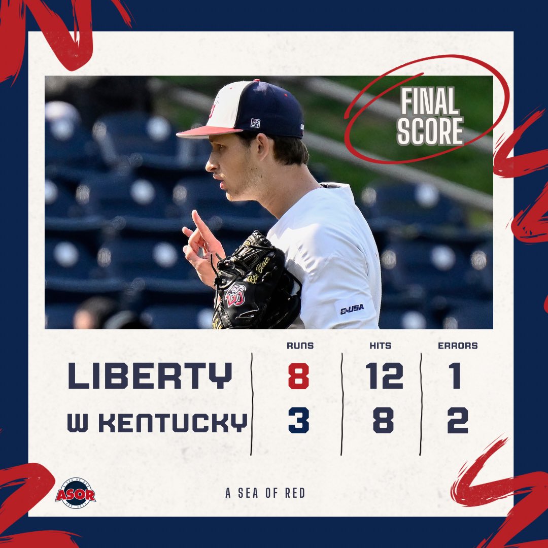 ASeaofRed's tweet image. FLAMES 🔥 

Liberty takes the win in Game 1 over Western Kentucky! 👏

#Fanem🔥