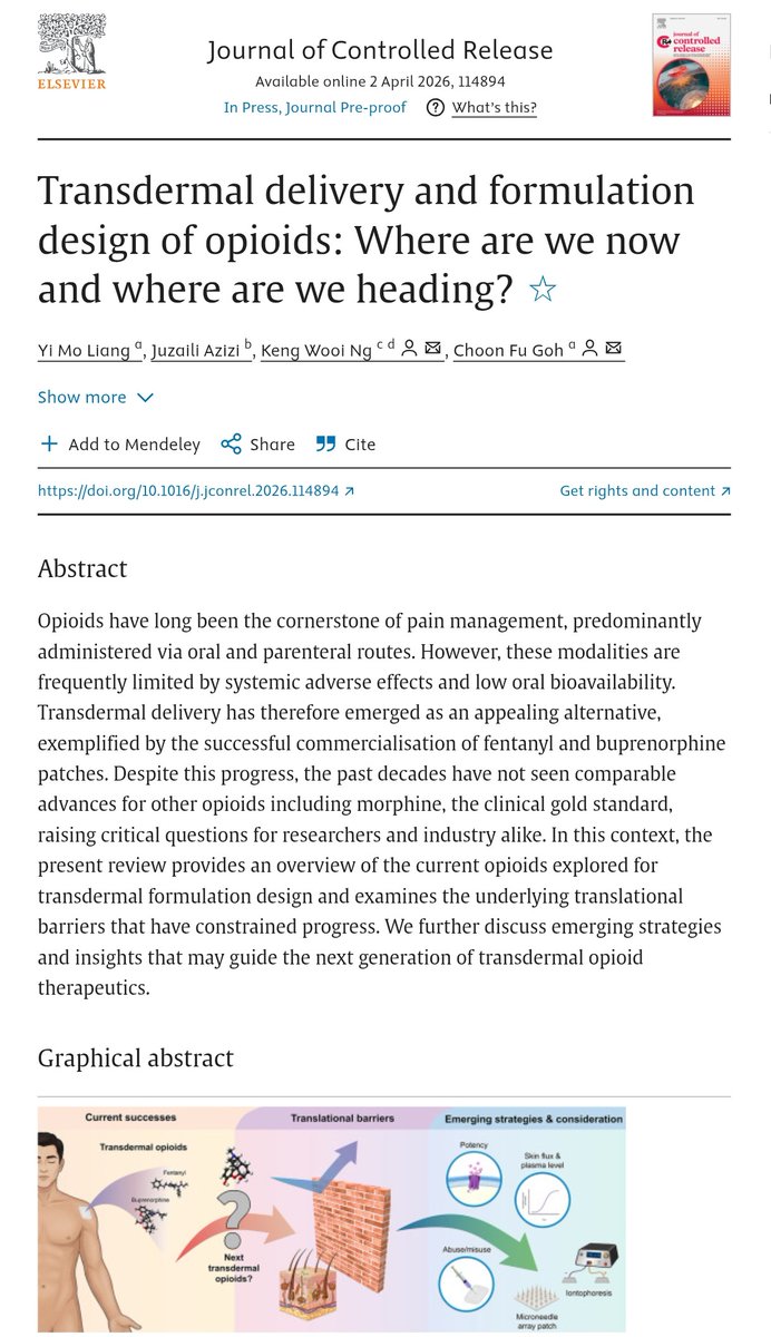 gohchoonfu's tweet image. Best #Easter🥚ever with paper bonanza 📷@JCRnEDITORS showcasing the latest #formulation design &amp;amp; translational barriers for #transdermal #opioid knowing only #fentanyl &amp;amp; #buprenorphine in market now! Another 🇲🇾🇬🇧 collaborative work with @ngkengwooi shorturl.at/2XKI3