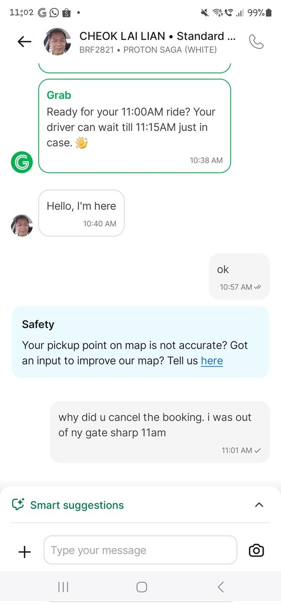 chrisdanielwong's tweet photo. @GrabMY extremely unprofessional. What is the point of doing advanced booking when driver can just simple cancel the job and it takea more than 10 mins to wait for the next driver to confirm. So much loss of time abd productivity https://t.co/EngiOVVkGG