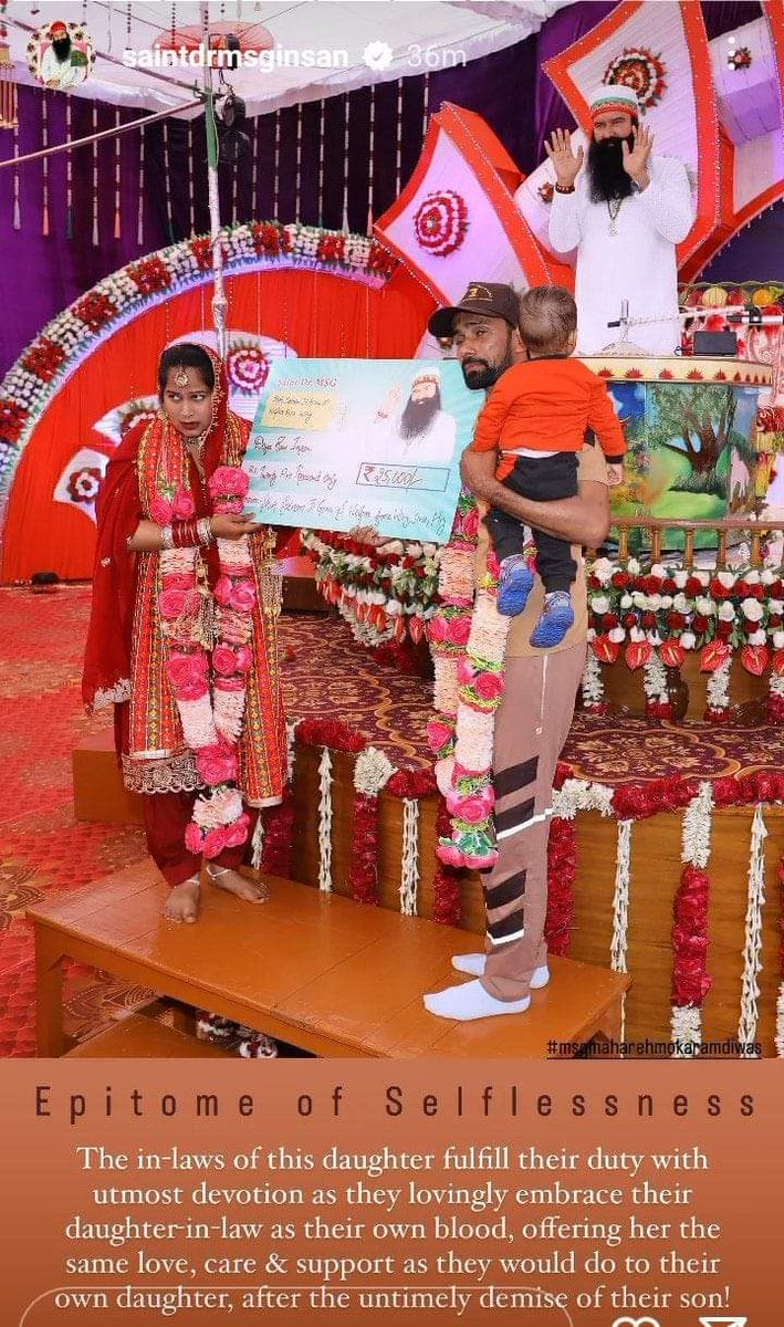 Rekhajuneja777's tweet image. #Derasachasauda द्वारा चलाए जा रहे न्यूलाइट ऑफ होप अभियान के तहत शिक्षित युवा लड़के विधवा लड़कियों से शादी कर रहे हैं। पूज्य गुरुजी Saint Gurmeet Ram Rahim ji ने ऐसे लड़कों को वीर योद्धा का नाम दिया है।
#WidowRemarriage
