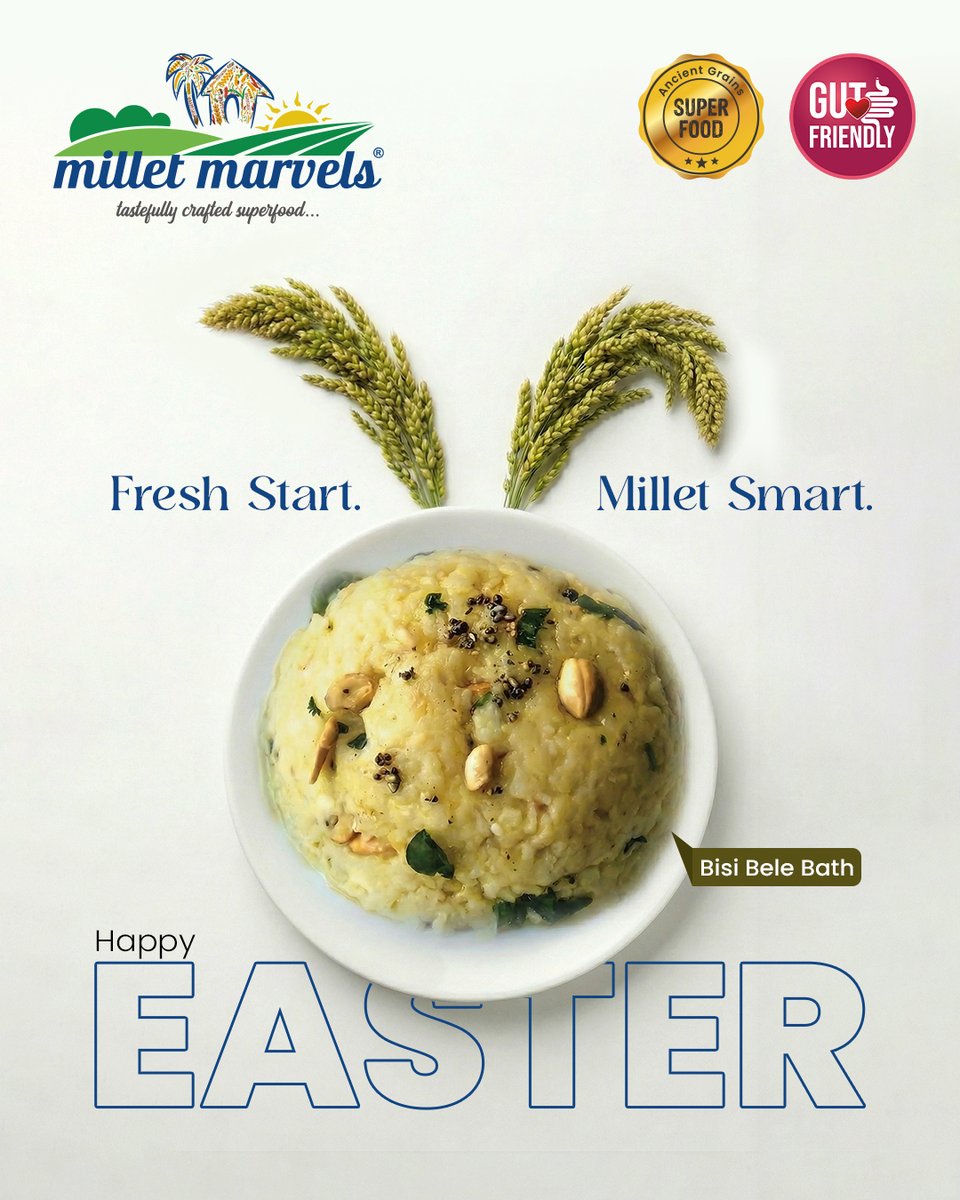 MilletMarvels's tweet image. Fresh starts begin with what you choose. This Easter, embrace millets for a lighter, cleaner way of living—bringing balance, energy, and goodness to every bite.

#Easter2026 #MilletMarvels #EatClean #HealthyLiving