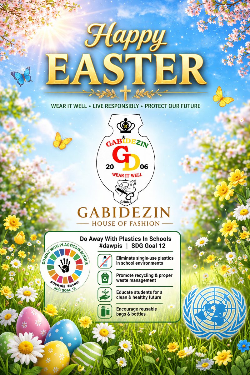 Gabidezin's tweet photo. ✨ Happy Easter from 🌸
This Easter, we celebrate new lyf, hope, and a better future for our communities n our environment. 
@Gabidezin, we believe looking good goes hand in hand with doing good. Through our #dawpis initiative (Do Away With Plastics in Schools)
#HappyEaster https://t.co/Zy6RUlbHhk