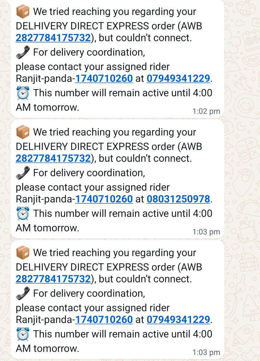 _sohamhazra's tweet photo. @delhivery for two days straight your delivery agent has denied to deliver order at doorstep and has rescheduled delivery, without my consent as customer. This is happening with every Delhivery shipment to my address. AWB 2827784175732. Please assist urgently. https://t.co/8OC5ulBxW6