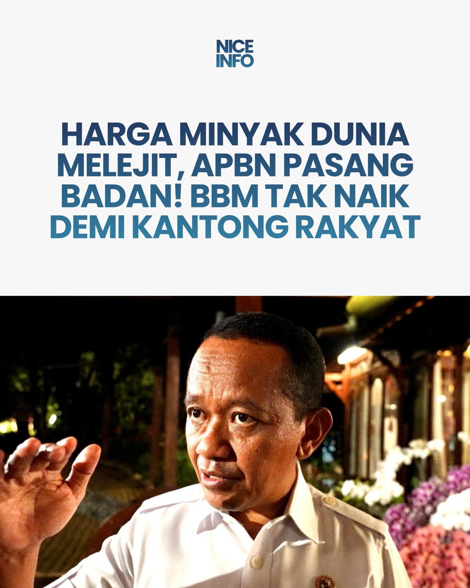permenmniz's tweet photo. Dunia lagi nggak menentu, tapi ada kabar adem. Harga minyak global boleh saja melejit, tapi pemerintah lewat APBN tetap "pasang badan" biar harga BBM nggak ikut naik. 
Langkah ini diambil demi menjaga daya beli dan isi kantong kita semua. Aman! 
#BBM #APBN #EkonomiIndonesia https://t.co/CV7vkl9dKR