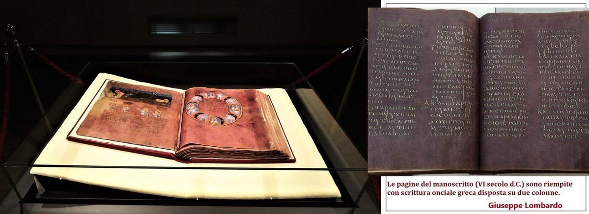 ArteCalabria's tweet image. "La scelta fra Gesù e Barabba" scena nel Codex Purpureus Rossanensis, più antico evangelario al mondo VI sec. d.C. L'antica opera libraria con le pagine in pergamena porpora è bene #UNESCO (memoria mondiale), conservato nel ricco museo diocesano di Rossano (CS).
#Calabria #arte