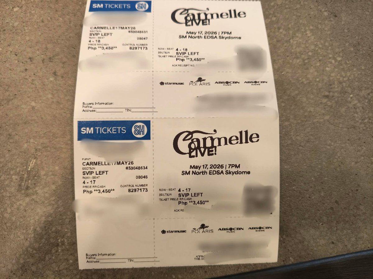 safiyaaaaah's tweet photo. FOR SALE 2 SVIP TICKETS: Carmelle Live ✨

HELPING A FRIEND! 

🎫 SVIP LEFT: 4-17 &amp; 4-18 (magkatabi)
💸 ₱3,450 each / ₱6,900 take both slightly nego

RFS: Nagbago schedule kaya hindi na makakapunta.
 
PM if interested!

wts lfb ph carmelle live concert ticket
svip lf https://t.co/y5s1SSFpuk
