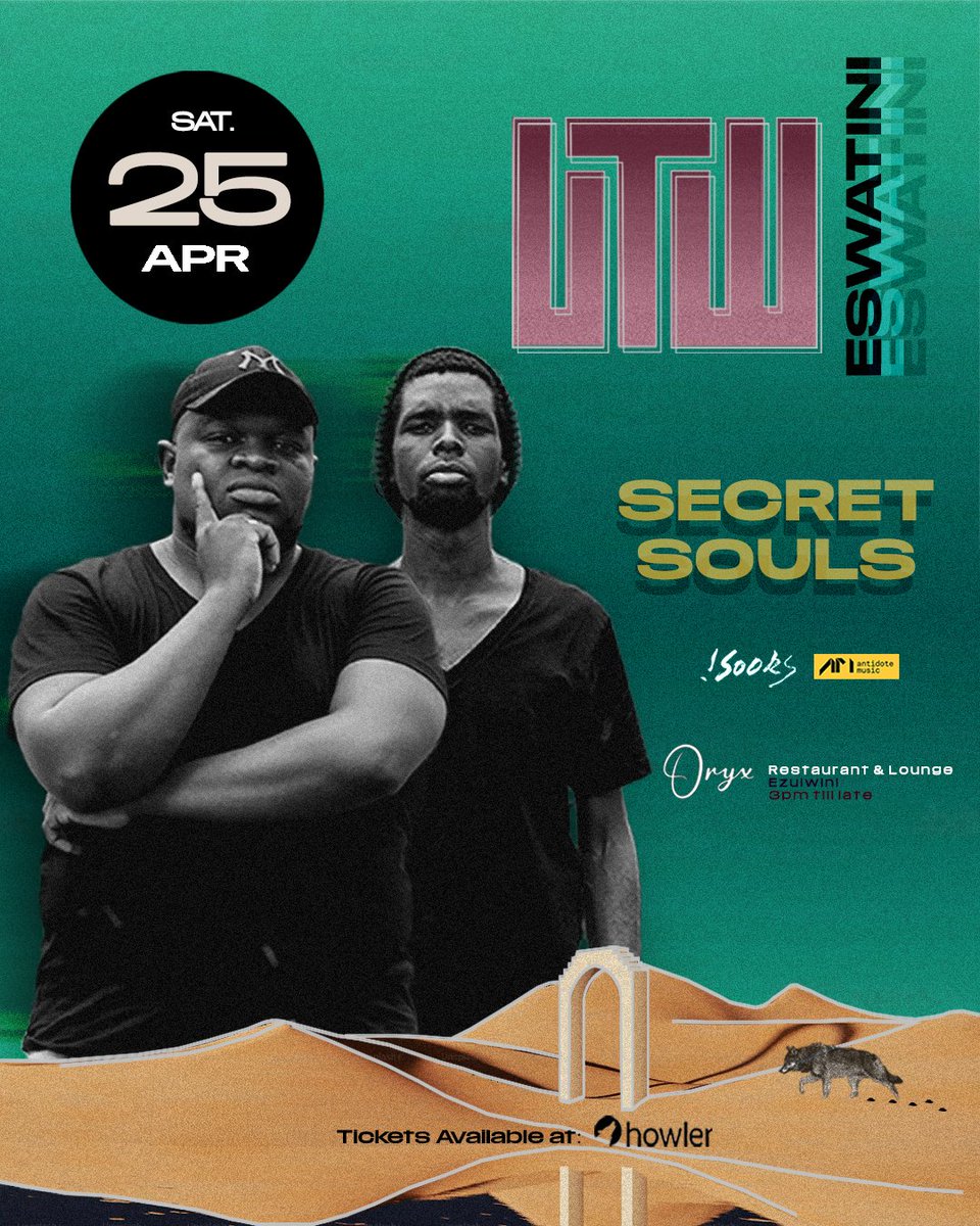UtwEvent's tweet photo. @secretsouls_ssm make their long awaited return to the stage! The pioneers of Eswatini's electronic/deep house soundscape emerge from their hiatus refreshed, revamped &amp; ready to take us on a sound bending journey at #UTWEswatini🐺🇸🇿. 

Tickets: https://t.co/8A09NDovmF https://t.co/NxyZOKT1BS
