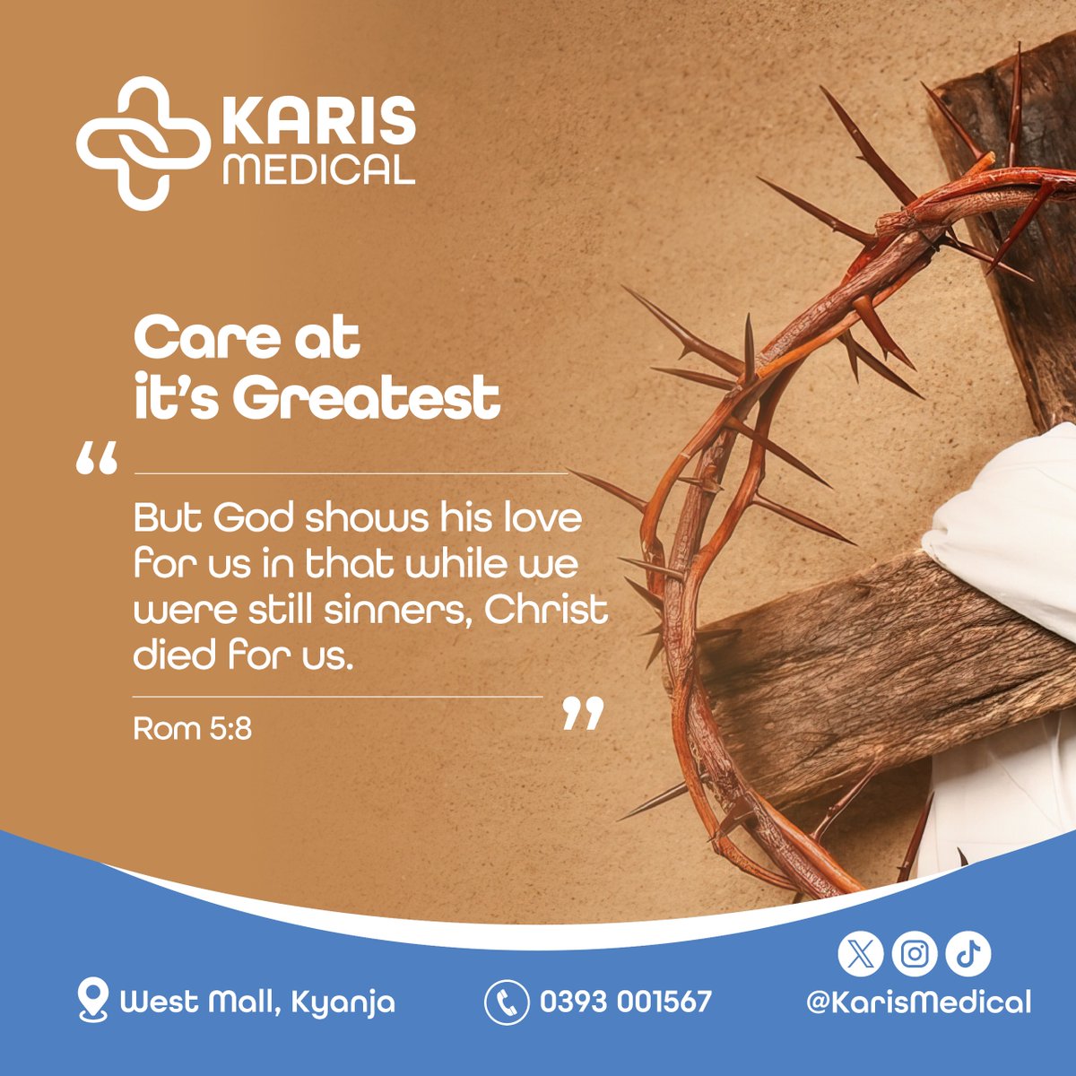KarisMedical's tweet photo. Jesus came to show the ultimate care. To die for you and me, so that we may be right with God. His was Care at its best.
#KarisMedical
#Beyondcare
#Happygoodfriday https://t.co/QIz8c4bqgF