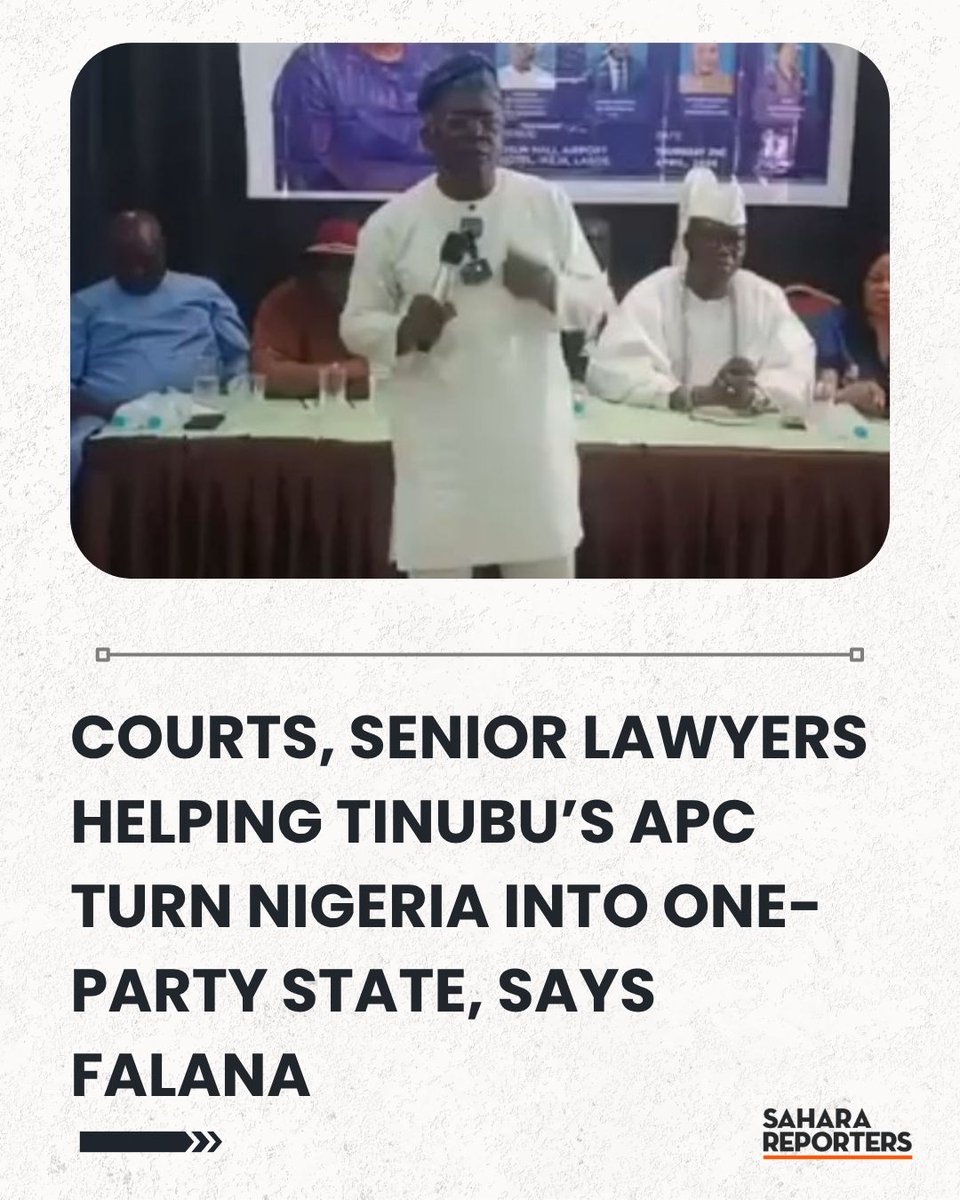 Courts, Senior Lawyers Helping Tinubu’s APC Turn Nigeria Into One-Party State, Says Falana | Sahara Reporters bit.ly/4mgJmuU