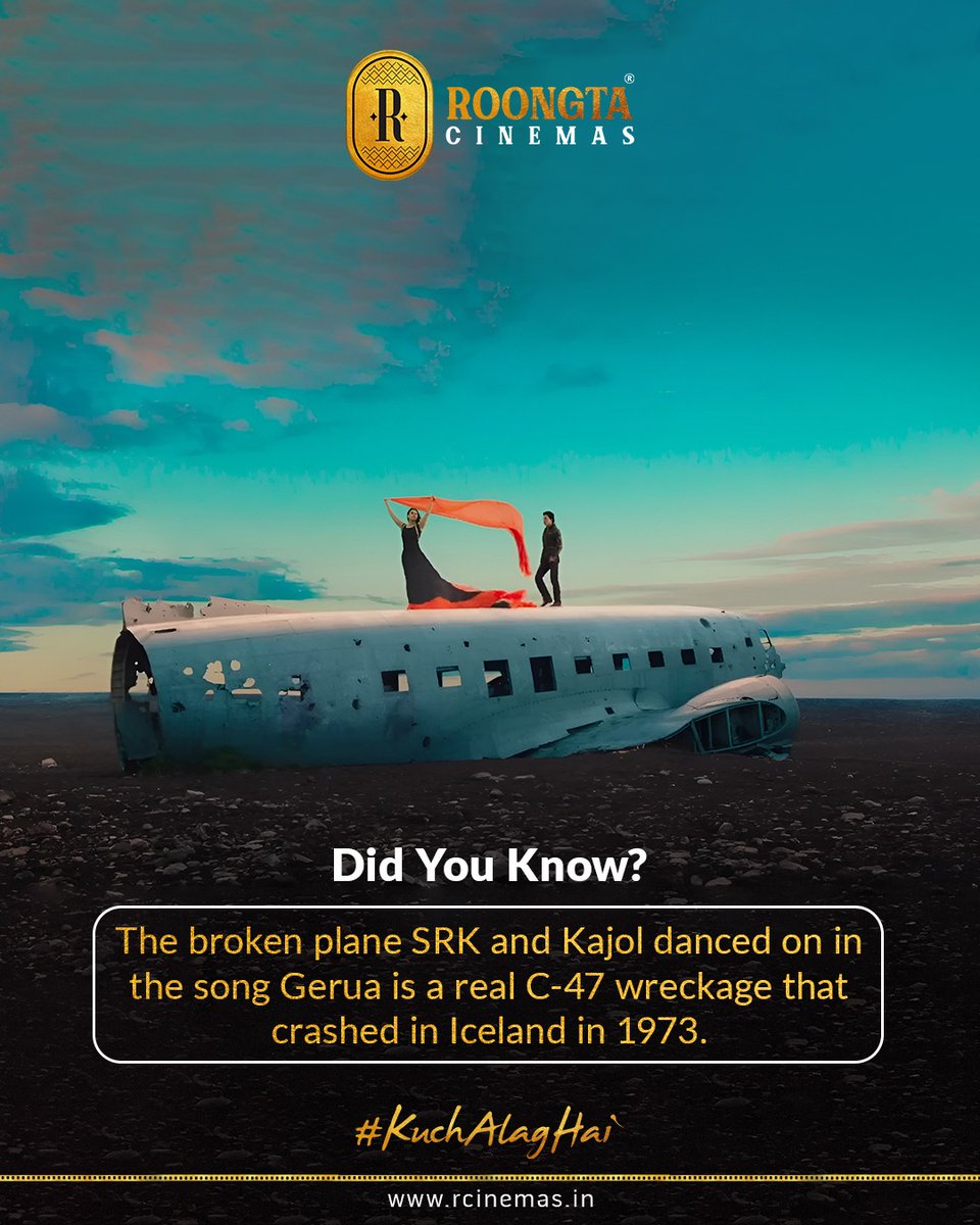 Some movie scenes are more real than we think 🎬
That iconic plane scene had a real story behind it 😳
Did you know this fact?

#MovieFacts #DidYouKnow #Dilwale #CinemaTrivia #BollywoodFacts #RoongtaCinemas #KuchAlagHai #RoongtaEntertainment