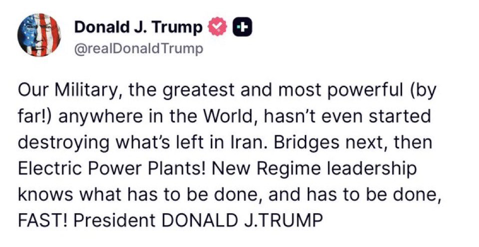 So he bombed schools and hospitals first, 

Now he will bomb bridges and power plants next. 

War criminal.