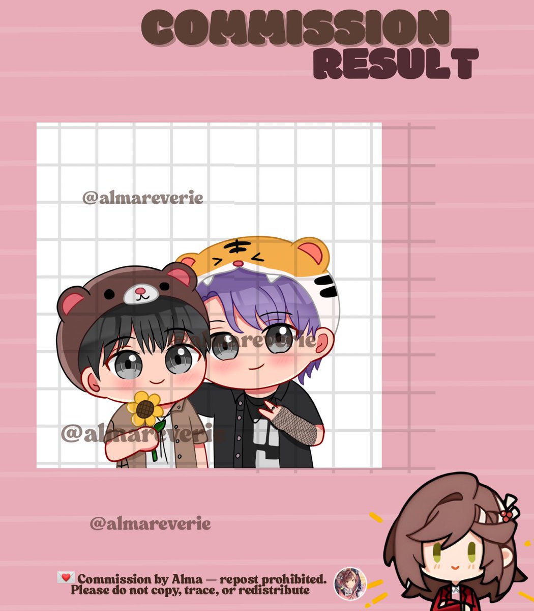 🩷Commission result 🌿

✨chibi half body main chara style commis ✨
thank you for commissioning me!  

Alma is still open for chibi comms ♡ DM ke <a href="/almareverie/">Alma - MT after DM</a> yap
#zonauangᅠ  #wtb #wts