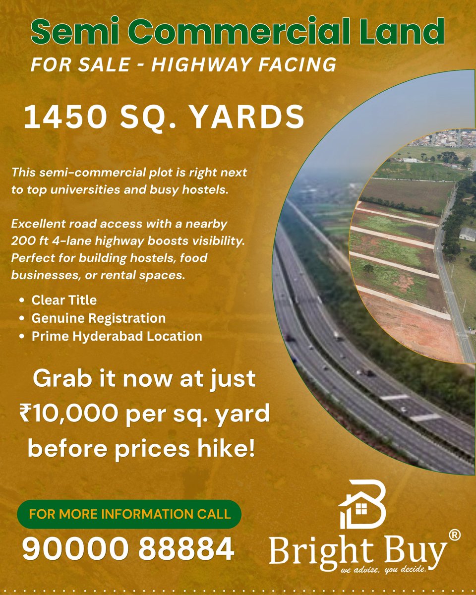 BrightBuyIndia's tweet photo. Semi Commercial PLOT FOR SALE
#BRIGHTBUY #REALESTATE #InvestmentOpportunity #plotforsale #hyderabadrealestate https://t.co/r1thmTYvLK