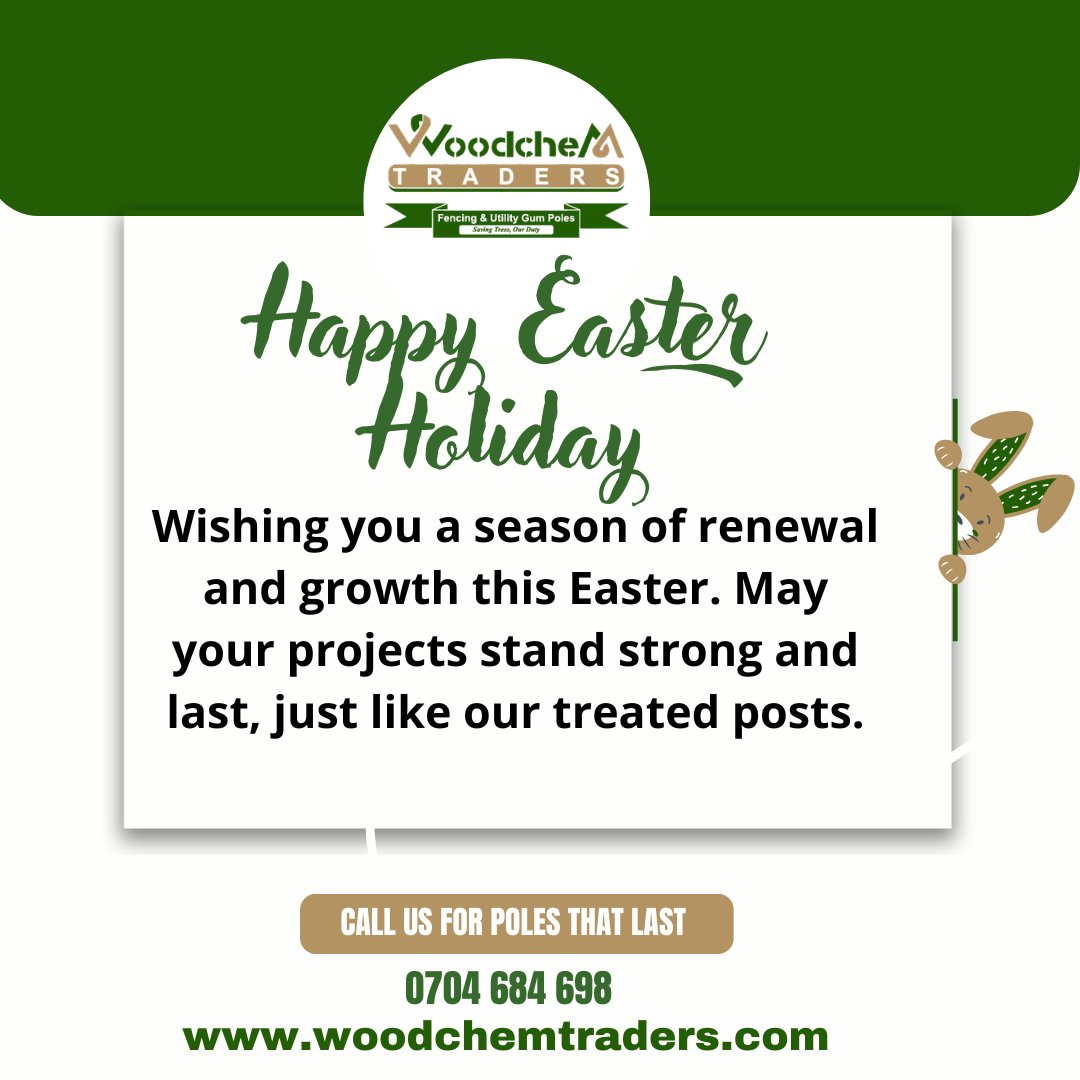 Woodchemltd's tweet photo. Spending the long weekend finishing up that backyard deck, securing a new perimeter, or just enjoying some family time, we hope your Easter is amazing.
Call or WhatsApp us on 0704684698 for reliable solutions.
https://t.co/915FMSDlih.
#easter #fencing #goodfriday https://t.co/I5qvkA0t8f