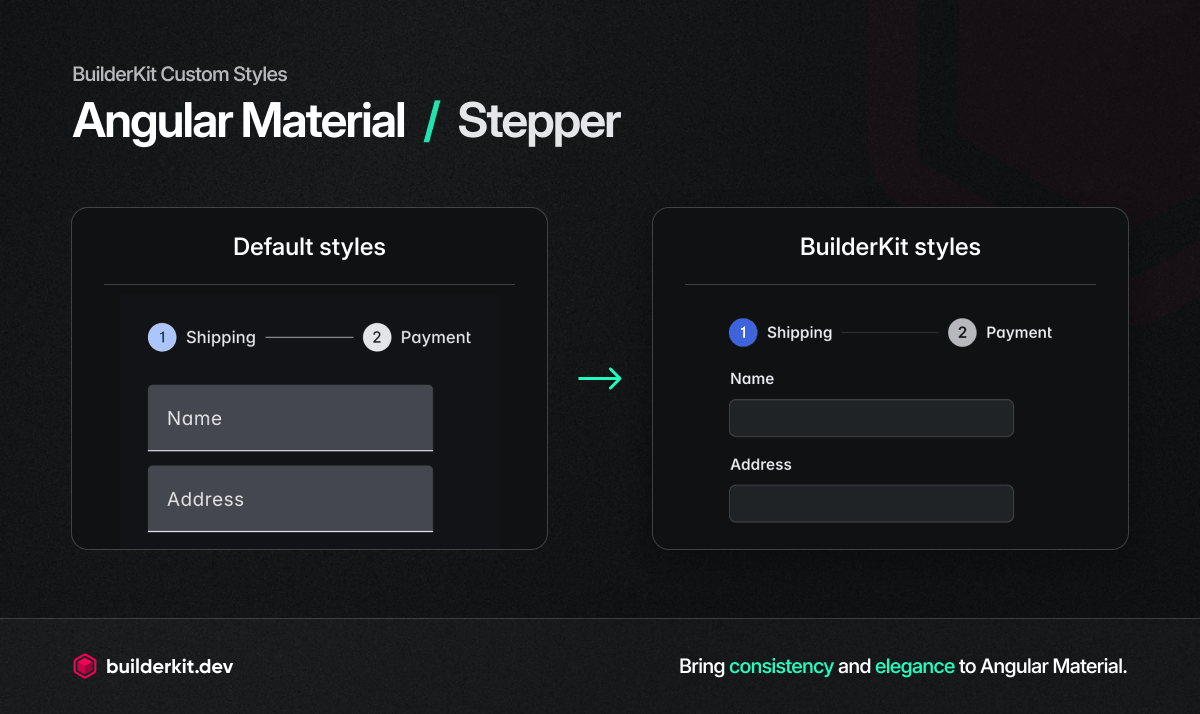 builderkitdev's tweet photo. Angular Material Default Styles or BuilderKit Styles? #angular https://t.co/pFbgg6RMJi