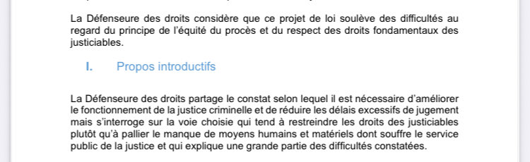 VCPavocate's tweet photo. Avis (n•26-03) du défenseur des droits sur le projet de loi. Les avocats sont mobilisés pour défendre vos droits et pour une justice de qualité. Chacun doit se mobiliser. 
#defendrevosdroits #pourunejusticedequalite  
Extrait. https://t.co/ArYLsjyASF