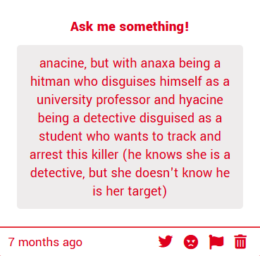 - Hi anacine admin! You read my ashlux fic?! It's such an honor... I'll try my best, GANBATTE! Please try to keep an open mind with the others but I would love to have your feedback on those other fics! <a href="/timelyanacine/">Timely Anacine</a> 

- Wow, I've been missing out on a lot! Anon is so cool!