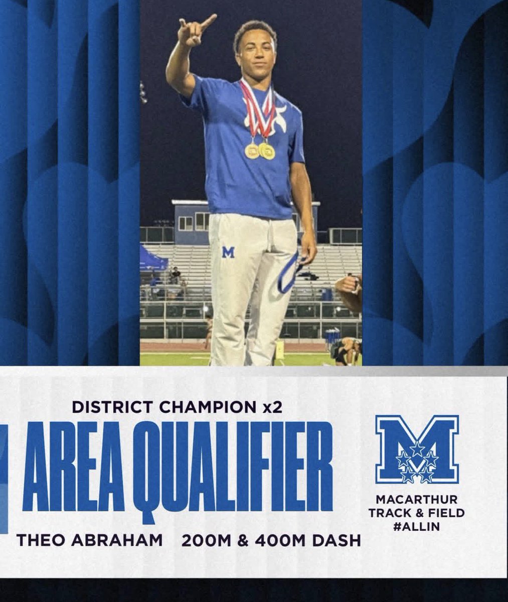 Theo_Abraham5's tweet image. 2x District Champion ‼️
Blessed for the opportunity. Area next. 
400-50.34
200-22.32
#Track #Grind #sprinter 
#trackandfield 
@mikeembry_ @EvanderWells @SacKenny @lowery_jocoby91
@Coach_Ricker @coachrandle1