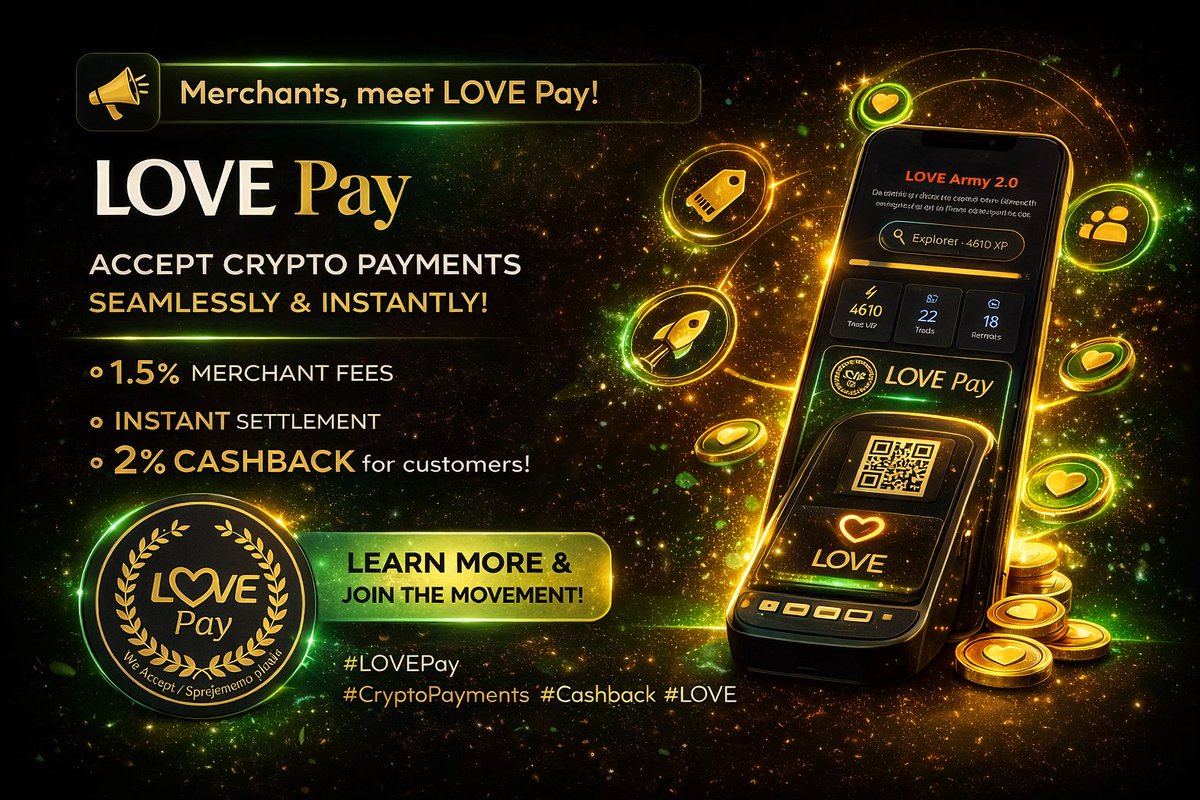 LOVECoin12's tweet image. 📢 Merchants, meet LOVE Pay! 💳 Accept crypto payments seamlessly and instantly, with 1.5% merchant fees and 2% cashback for your customers! This is more than a payment system; it's a new era of value exchange. 🚀

Learn More &amp;amp; Join the Movement! #LOVEPay #CryptoPayments