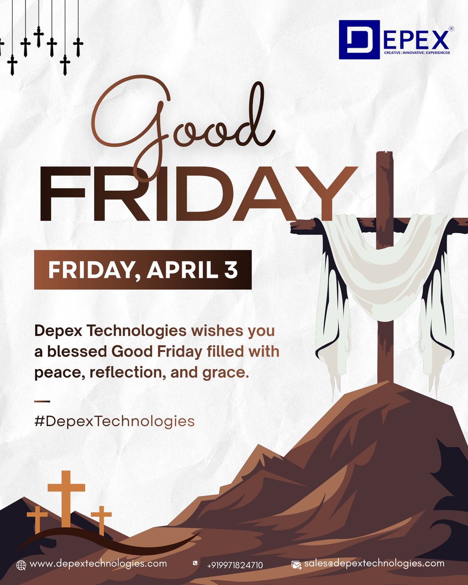 DepexTech's tweet photo. Depex Technologies wishes everyone a blessed and peaceful Good Friday.
May this day bring faith, hope, peace, and reflection to all. 🙏
#GoodFriday #DepexTechnologies #Faith #Hope #Peace #Reflection https://t.co/VKZUQMiMlp