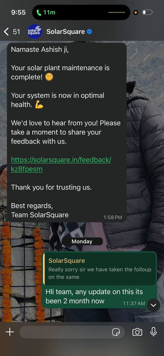 Prashant_T_GKP's tweet photo. Poor after-sales service from @SolarSquare1.My solar system RSSEUPID:RSSEUP4571 installed in Nov is still not commissioned due to pending meter configuration Solar generation not reflected in bills despite months of followups.Calls,WhatsAppemails unanswered.Need urgent resolution https://t.co/fGDfXVqx6d
