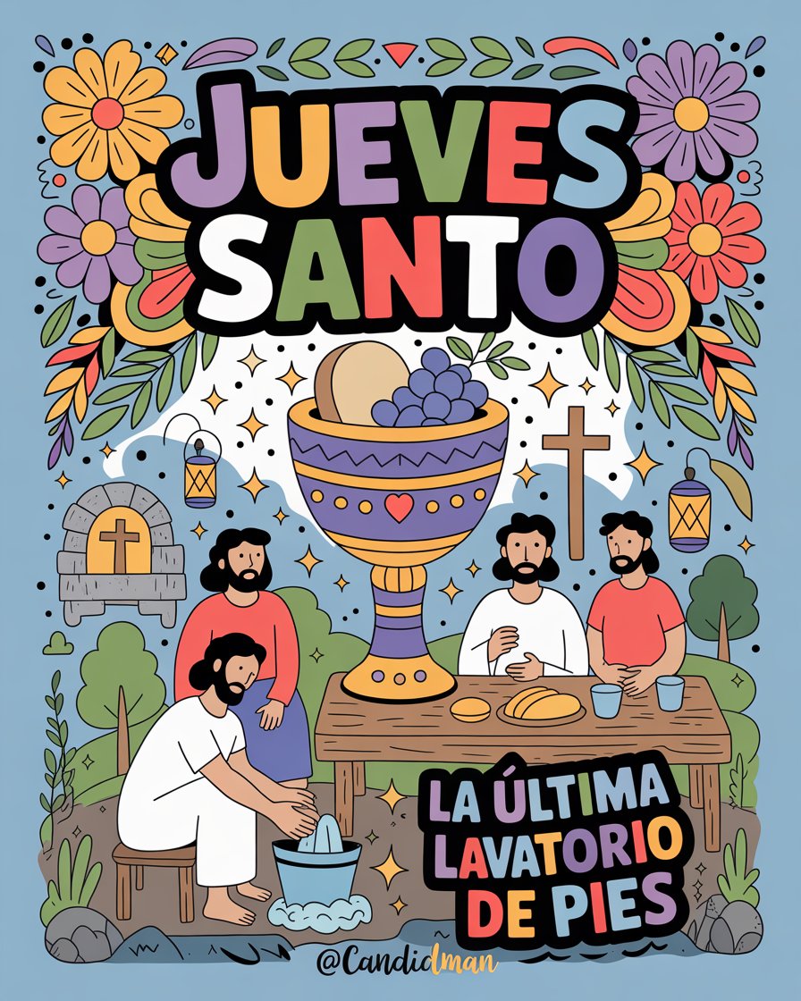 Candidman's tweet photo. El #JuevesSanto marca el final de la #Cuaresma... 🙏♥️ @Candidman

La Última Cena: Jesús instituye la Eucaristía al compartir el pan y el vino con sus apóstoles.

El Lavatorio de Pies: Un acto de humildad donde Jesús enseña amor al prójimo.

#Candidman #CandidmanMX #Infografia https://t.co/sUnZX5pGQN