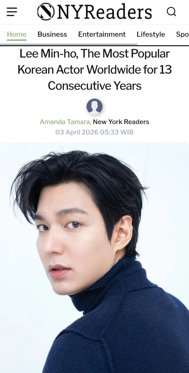 #LeeMinHo,The Most Popular Korean Actor Worldwide for 13 Consecutive Years, known as the “Hallyu King”👑
He is truly a talented actor,capable of building strong characters with remarkable emotional expression❤️
🔗nyreaders.com/entertainment/…