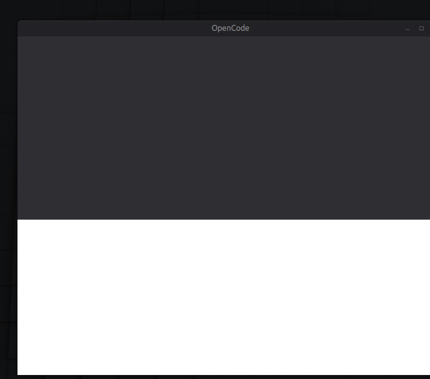 ileru's tweet photo. @opencode check your desktop apps too, and fix the linux one (deb) that won't open, and windows and mac shows a white splash  when opening which is really hurting my eyes. I guess its the same background shown here in the linux one. Even better, vibecode one from scratch, in rust :P https://t.co/ElFhyQ1R63