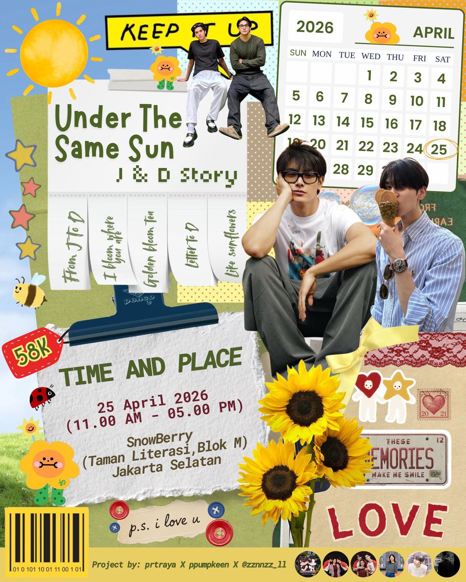 ceqilah's tweet photo. 𝐶𝑎𝑓𝑒 𝐸𝑣𝑒𝑛𝑡 [UNDER THE SAME SUN J &amp; D STORY] ୧⍤⃝🌻

Special Day for J &amp; D! Let's have fun together~

🗓 25 April 2026
⏰ 11.00–17.00 WIB
📍 SnowBerry, Taman Literasi Blok M

🔗 RSVP Limited Slot: https://t.co/FmSDU4Mz6C

#UnderTheSameSunJD
#JOONGDUNK #CafeEventJD https://t.co/q675tcKb6l