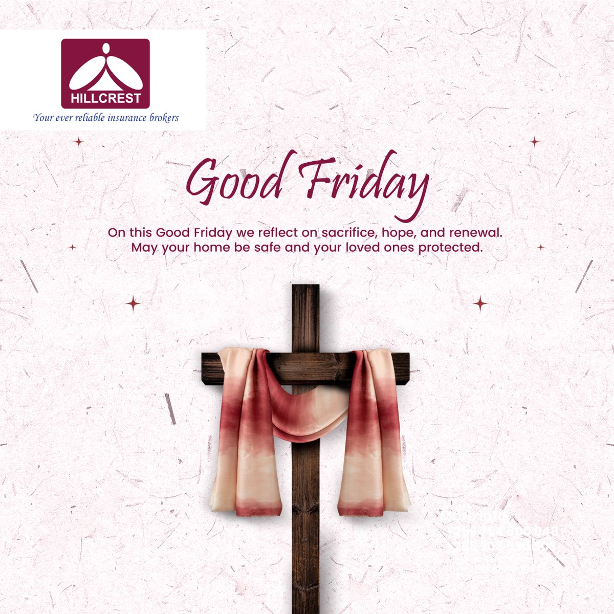 Hillcrest_Ug's tweet photo. Wishing you a reflective and safe Good Friday from Hillcrest Insurance Brokers.

#GoodFriday #HillcrestInsurance, #MotorInsurance #ComprehensiveCoverage

Reach out to us on
+256 708 530 303 , +256 779 810 336,
https://t.co/YBYdP12GB3
Plot 1583 Church to Church Road, Off Mawanda Road, Opp St. John's C.O.U, K'la-Ug
#hillcrestinusrancebrokers #insurance_solutions #insurancebrokers #InsuranceAgent #HillcrestInsurance #ProtectYourInvestment #Uganda  #InsuranceBroker #SaveMoney #Uganda