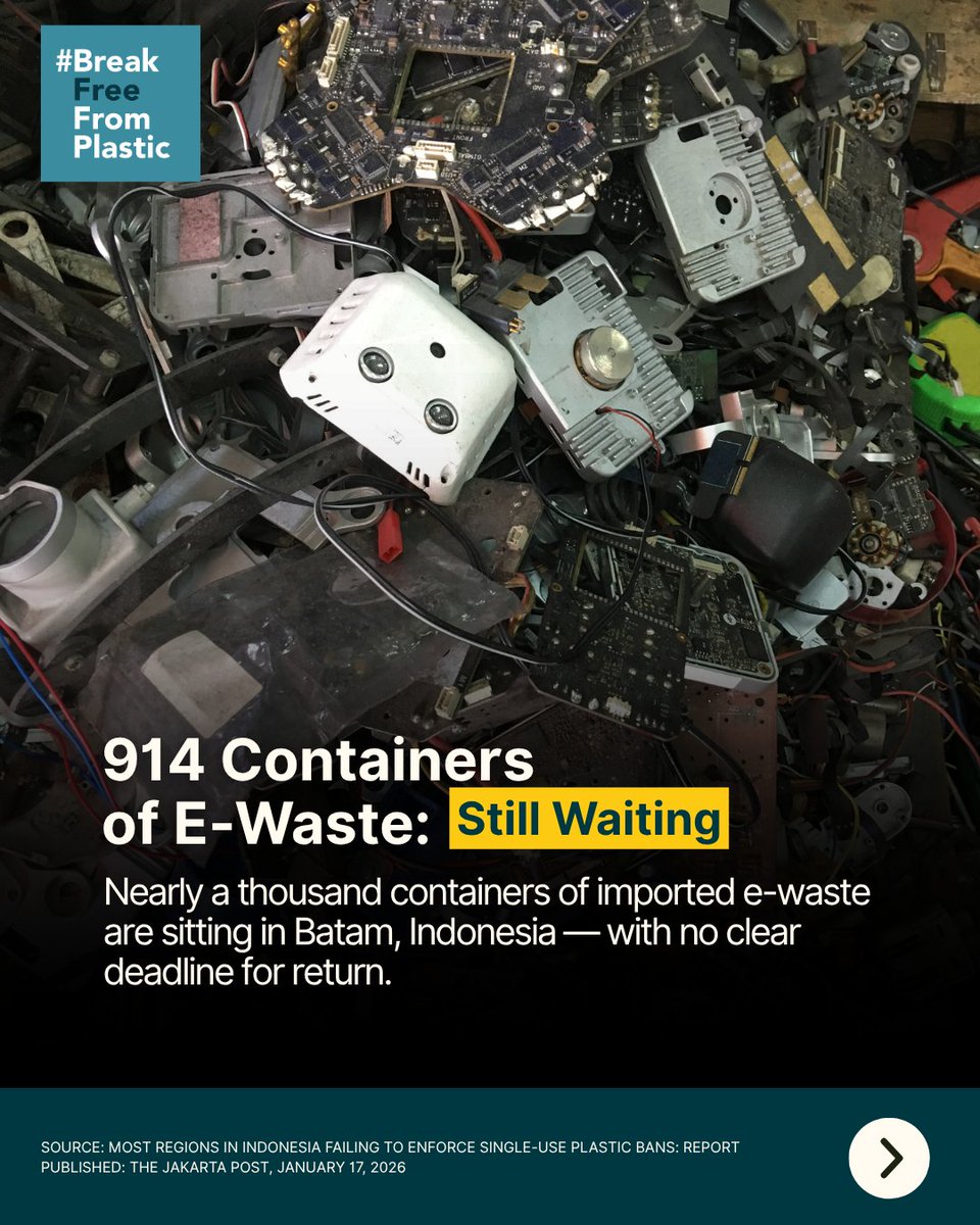 brkfreeplastic's tweet image. 914 containers of #ewaste are sitting in Batam, and there’s still no deadline for sending them back.

BFFP members call on the Indonesian government to take decisive action against illegal toxic trade. ✉️
 
wiki.ban.org/images/a/a4/Op… 

#BreakFreeFromPlastic #WasteColonialism