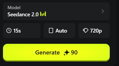 Olmirad's tweet photo. @Evenios @nrqa__ Seedance 2.0 15s costs 90 credits at Higgsfield, and Seedance 2.0 Fast 15s 53 credits. It's also good to note that they are in 720p resolution, not 1080p. https://t.co/sSviUMVSG6
