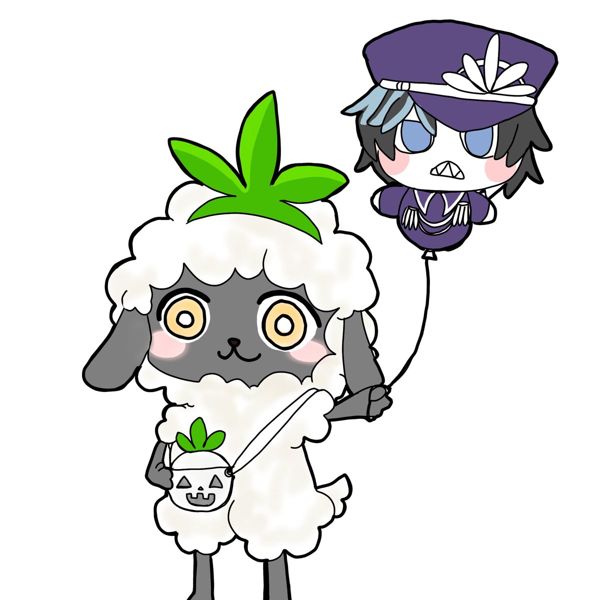 モコ太に連れていけって言ってるの見てああ、自由に動けないで悪さもできないんだというのと、ふよふよしててモコ太に運ばれてる状態なんだというのでイメージされた絵。テーマパーク、ハウンド風船