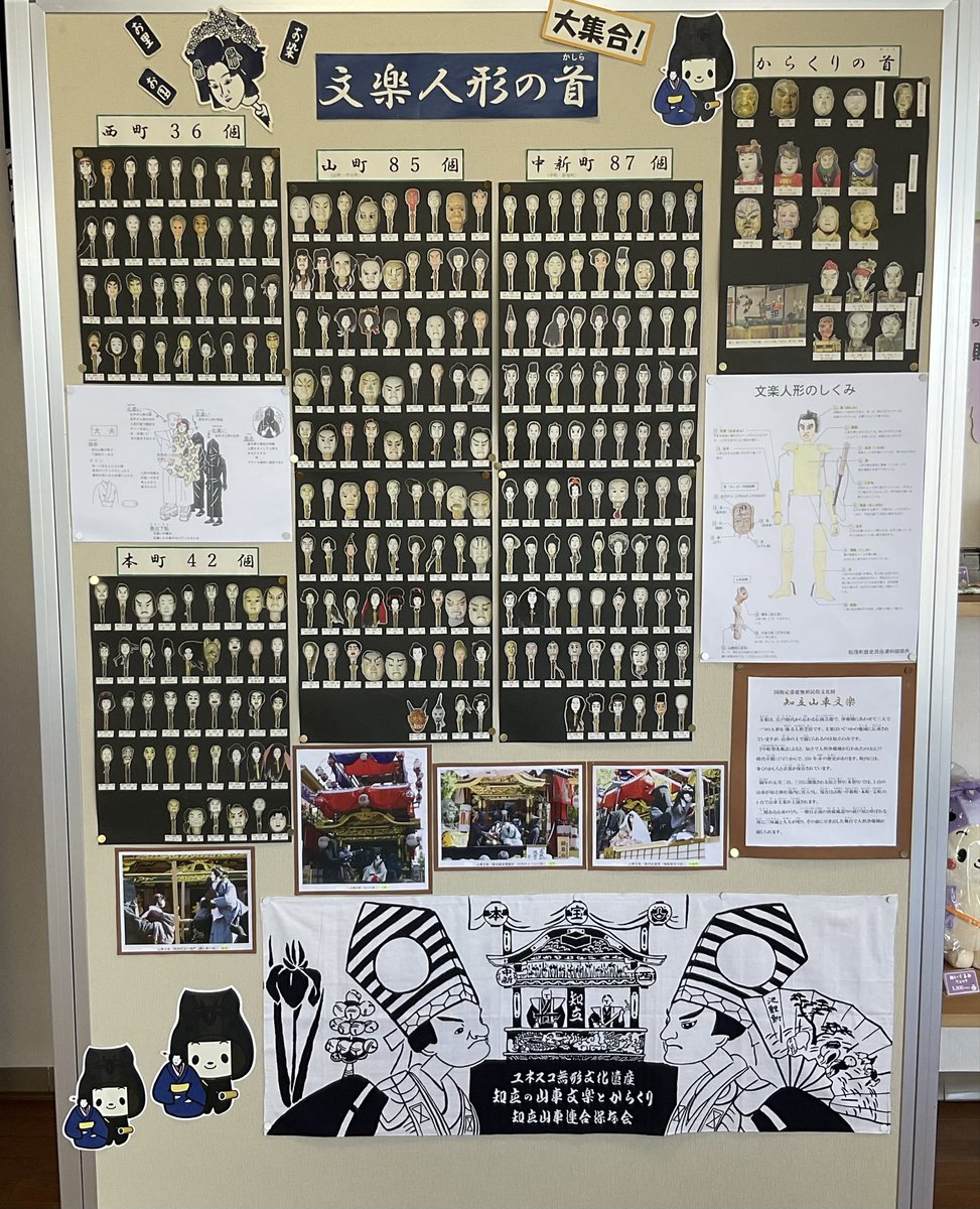 kankoctr_chiryu's tweet photo. 観光交流センターでは4月12日（日）に知立まつりで使用される山車文楽人形を間近で見たり触れて体験することができるイベントを開催します‼️
センターボードには文楽人形にちなんだ展示もしています。ぜひおこしになってご覧になってくださいね。😀
#知立市
#ちりゅっぴ
#知立市観光交流センター https://t.co/R04brWHLlu