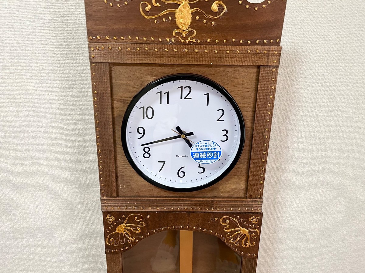 柱時計風カバーの時計を見て「立派な時計ですね！運ぶの気をつけます 