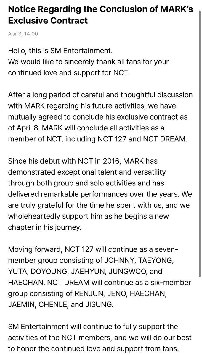 yoseokramin's tweet image. mark lee… kok mengejutkan yaa :'( but i’m really cheering you on for your next career move ❤️🫶🏻