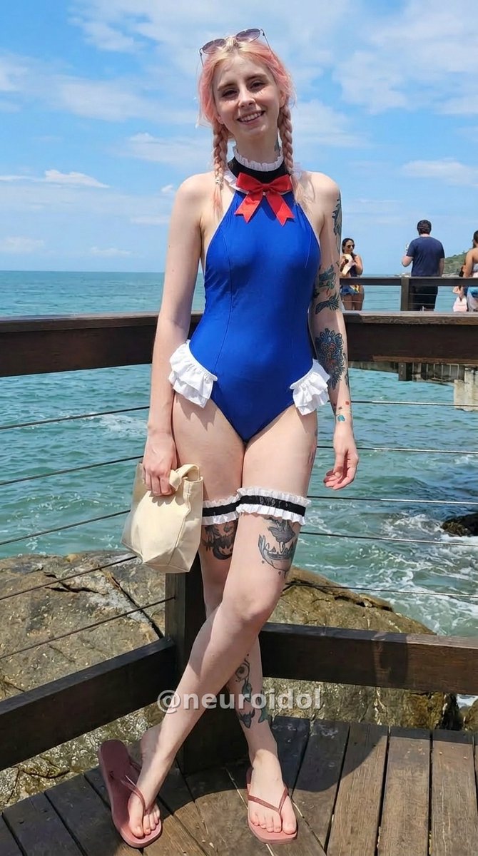 NeuroIdol's tweet photo. Gabi Cattuzzo in Sailor Style Swimsuit at Sea https://t.co/ShAPr7U29X