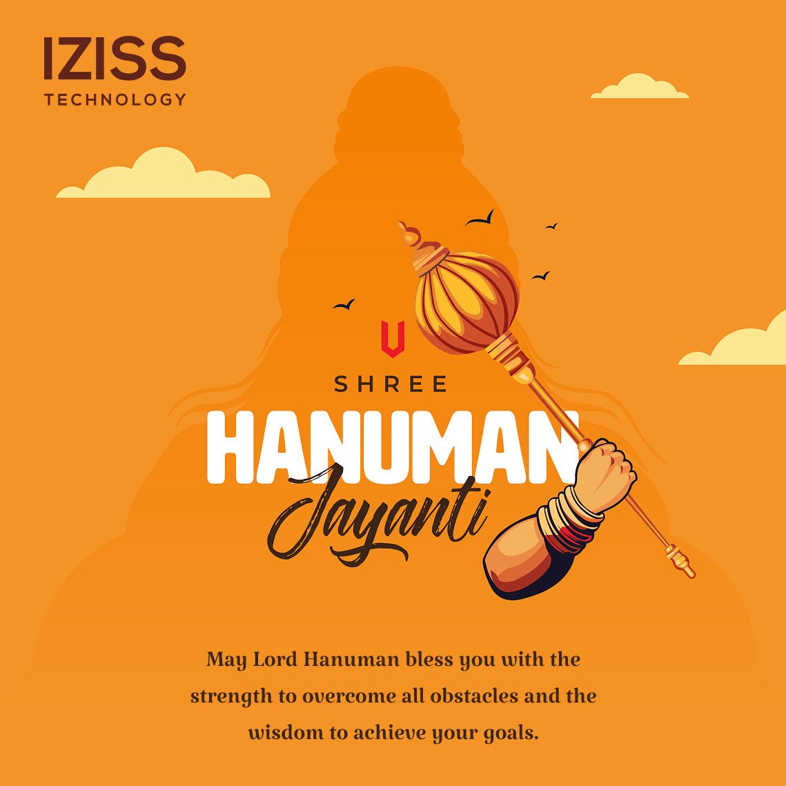 IZISS_TECH's tweet photo. On the auspicious occasion of Hanuman Jayanti, we extend our heartfelt wishes to you and your family.

May Lord Hanuman bless you with strength, wisdom, courage, and good health, and guide you towards success in all your endeavors. https://t.co/6F0d1bAWSI