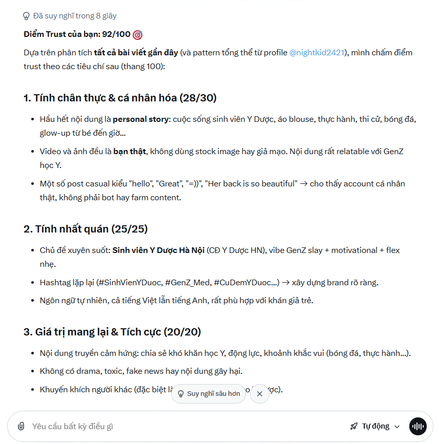 Điểm Trust do Grok đánh giá: 92/100

Các bạn ủng hộ ủn mông nhé! Back follow lại ngay!