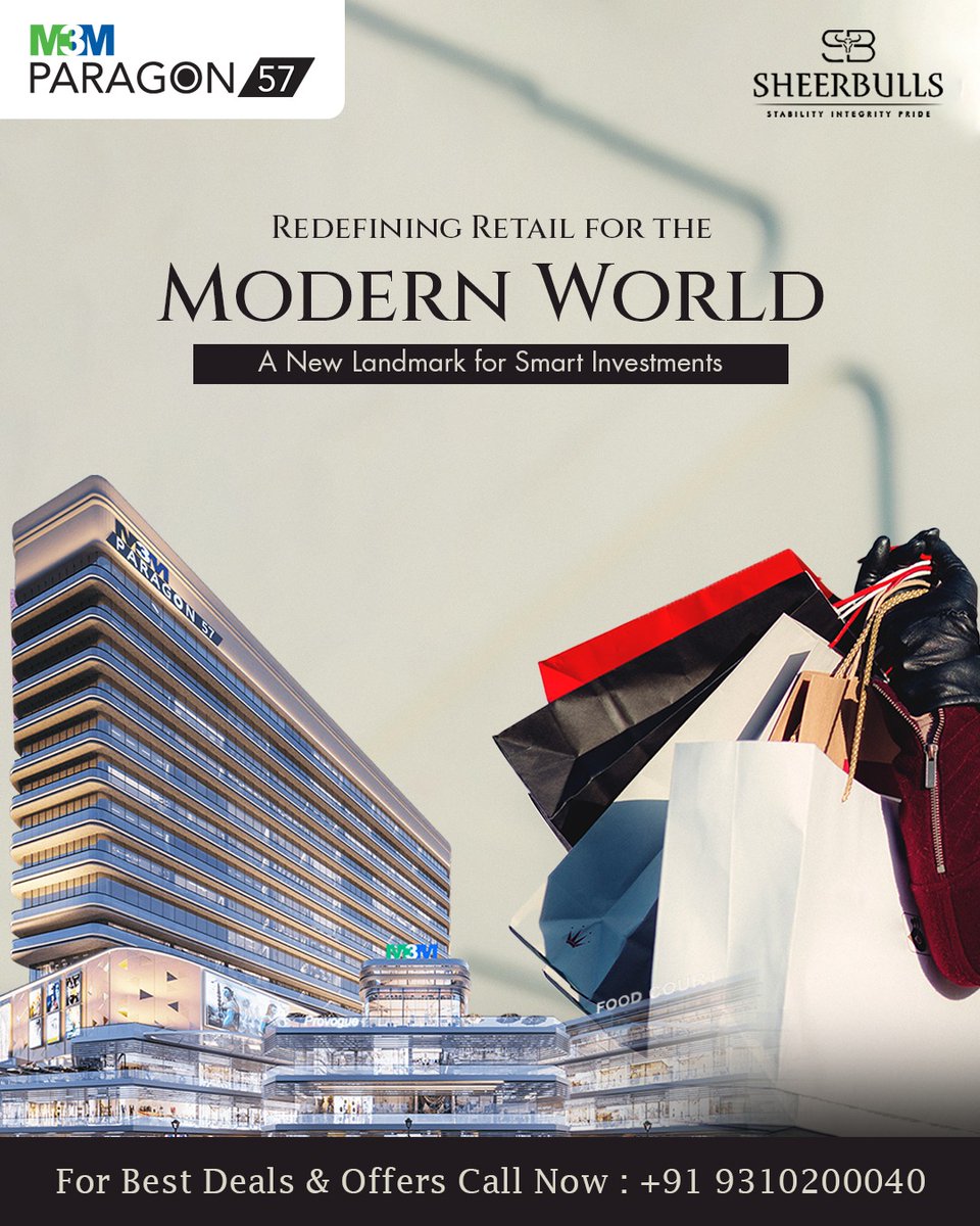 sheerbulls's tweet image. Retail spaces that pay YOU back? 
That's M3M Paragon 57 — Gurgaon's boldest new commercial landmark.
Smart location. Smart design. Smart money. 🏙️💼
🌐 sheerbulls.com
📞 +91 93102 00040

#SmartInvestment #M3MParagon57 #RealEstate #Gurgaon #DelhiNCR