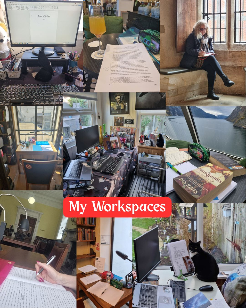 SammyJoAstro's tweet photo. All the places I write and work. I write notes wherever it takes me - I always have a notebook with me! I hand write my drafts in the #LondonLibrary and I do #research anywhere I have my books. Sometimes I even have Belle the cat helping me! #historicalfiction #writinglife #book https://t.co/oQJAJELWPt