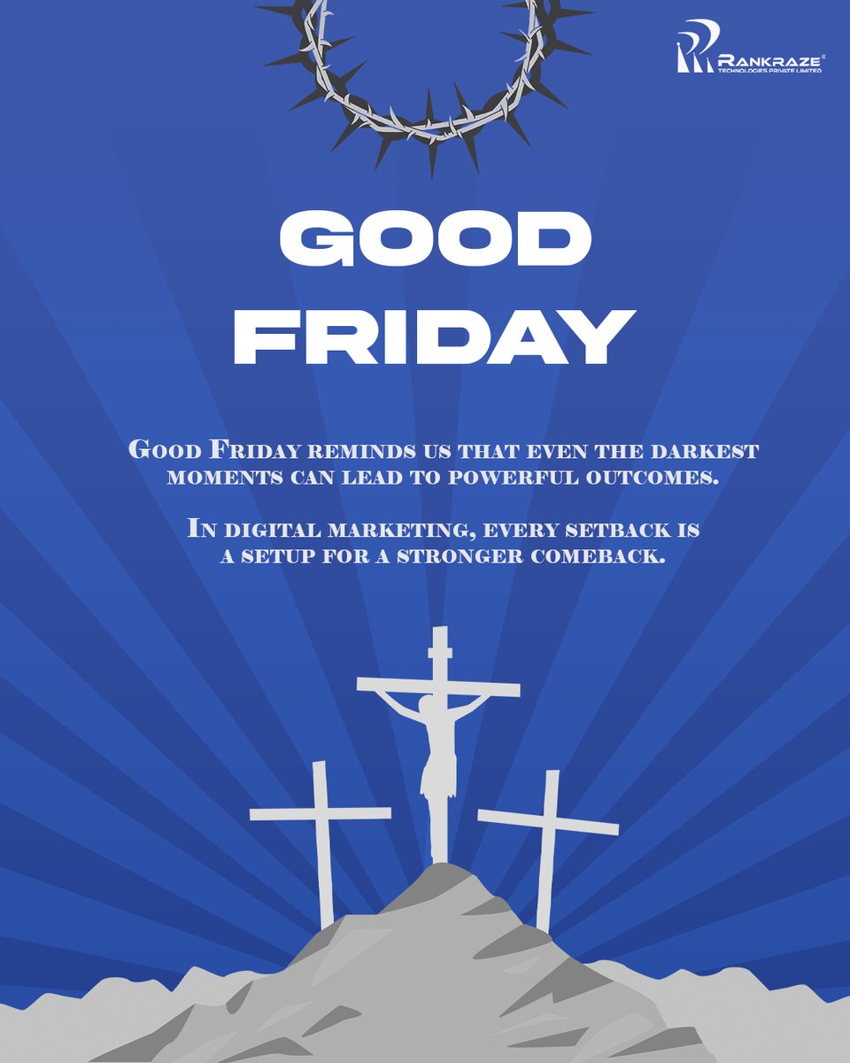 RankRaze's tweet photo. ✨ Wishing you a peaceful Good Friday.

This Good Friday, we pause to reflect on the values of sacrifice, hope, and renewal. Just as every challenge brings a new beginning, every strategy we build is focused on growth and transformation.

#GoodFriday #DigitalGrowth https://t.co/Et7f7Mkob8