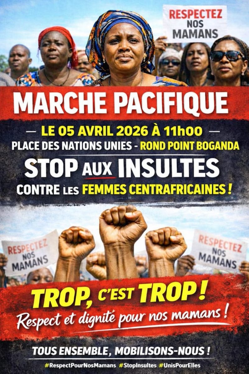 Soutien à la marche des femmes Centrafricaines. Stop Insultes !