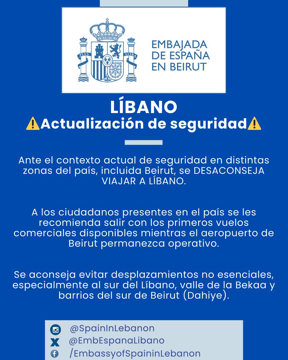 Embajada de España en Líbano tweet media