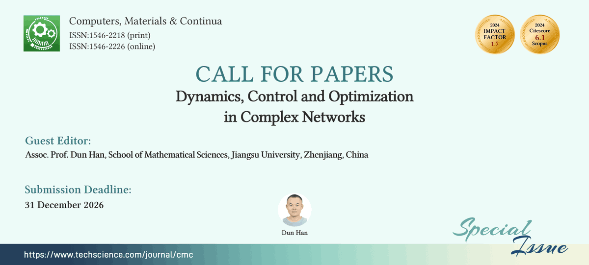 CathyLiu1023's tweet photo. 🔒#SCI #CFP Call for Papers: Robotics Vision and Thinking🔗SI URL: https://t.co/TeG0BT4lVl
📅Submission Deadline: 31 December 2026
🌟 Guest Editor: Assoc. Prof. Dun Han
Key Words: #complexnetworks #networkdynamics #networkcontrol #optimization #datadrivenmodeling #AI #ML #CPS https://t.co/84KP1bHl8P