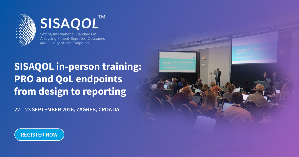 sisaqol's tweet photo. 📢 Registration open!
SISAQOL pilot in‑person training on 22–23 Sept 2026 | Zagreb 🇭🇷

Hands‑on training on PRO &amp; HRQoL endpoints – from design to reporting, led by SISAQOL experts.
✔️Limited places – selection applies
👉Apply by 15 May
🔗https://t.co/gCDbHjZFTf

#SISAQOLtraining https://t.co/YRmUMNXto0