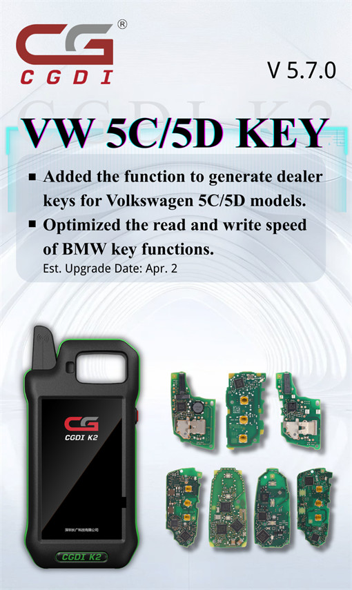 🔔🔔CGDI K2 Smart Key Tool now supports dealer key generation function for Volkswagen 5C/5D models. Make sure your device software is updated to V5.7.0.  2026. No license activation required — update is free of charge.😍✨
eobdtool.co.uk/wholesale/cgdi…